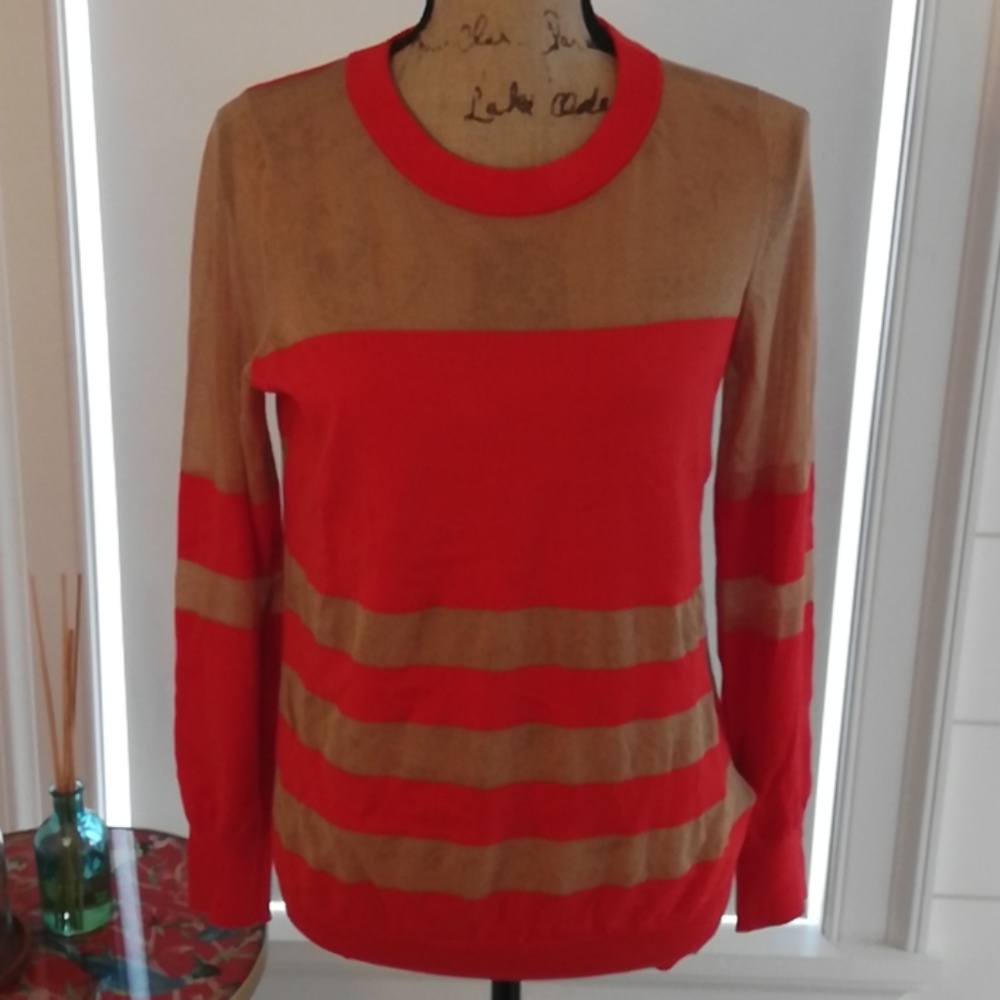 Orange & Tan Sheer Top - Picture 6 of 12